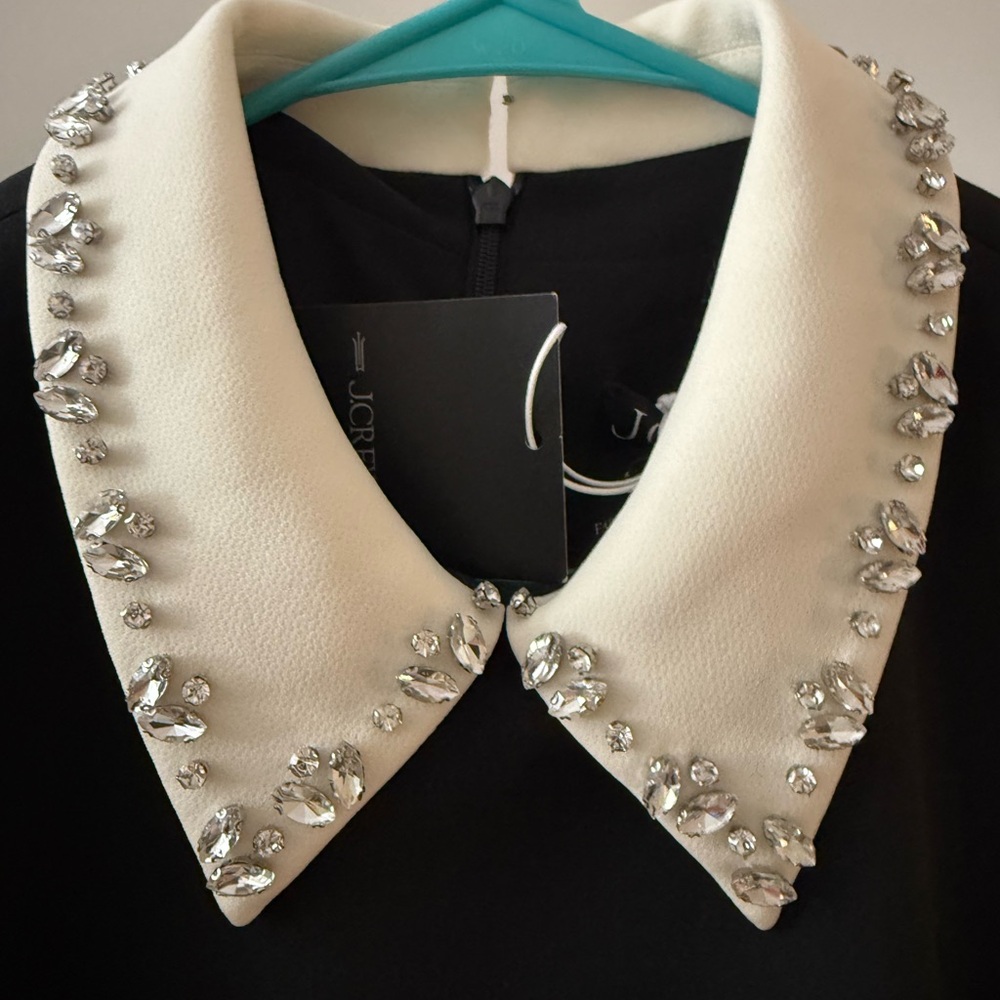 NWT J CREW Embellished collared shift dress in black stretch crepe size 6 - Picture 6 of 9